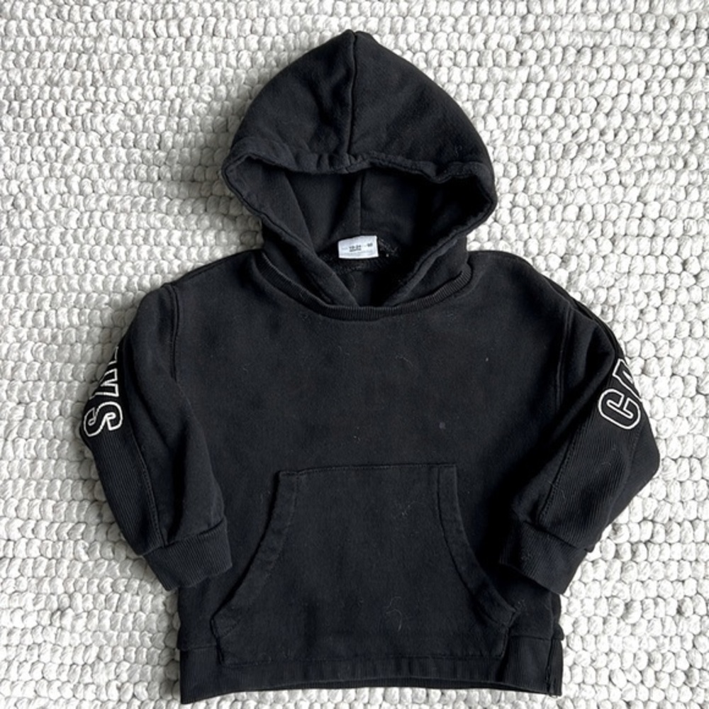 Zara black hooded sweatshirt 18-24 months